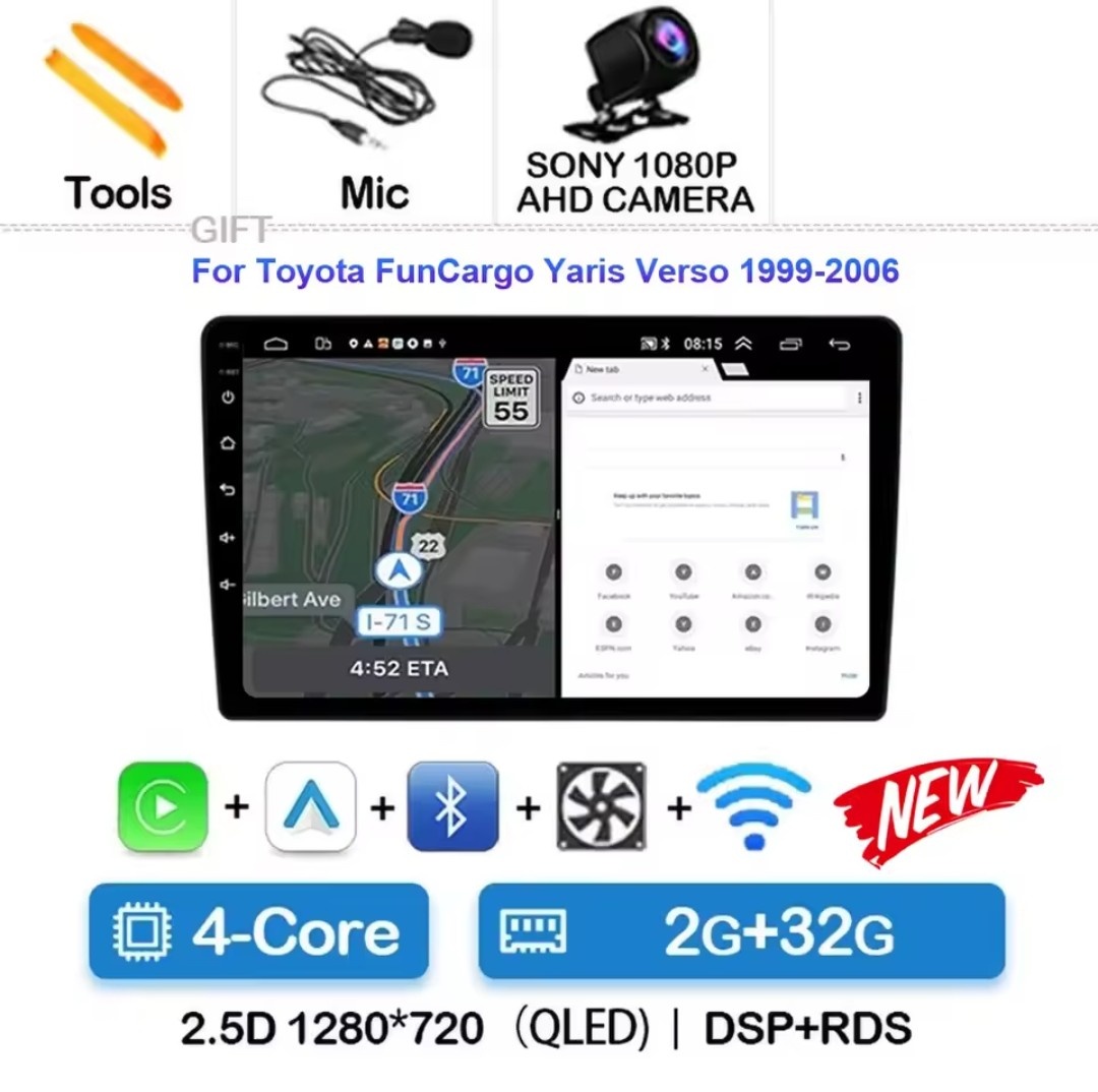 Rádio Android Toyota Yaris Verso