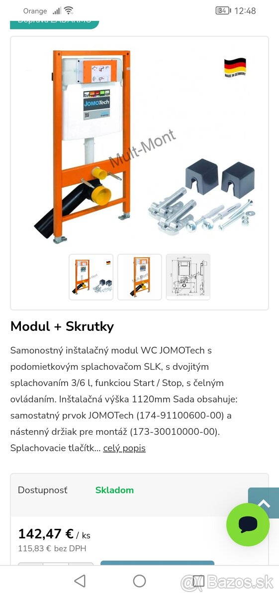 Jomo tech podomietkovy modul pre WC nepoužívané