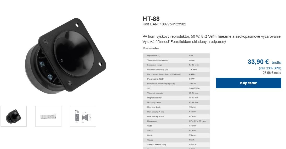 -- Predám výškové reproduktory --