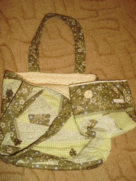 Handmade látková patchwork kabelka zelená