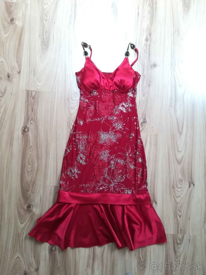 Dámske červené elegantné šaty M