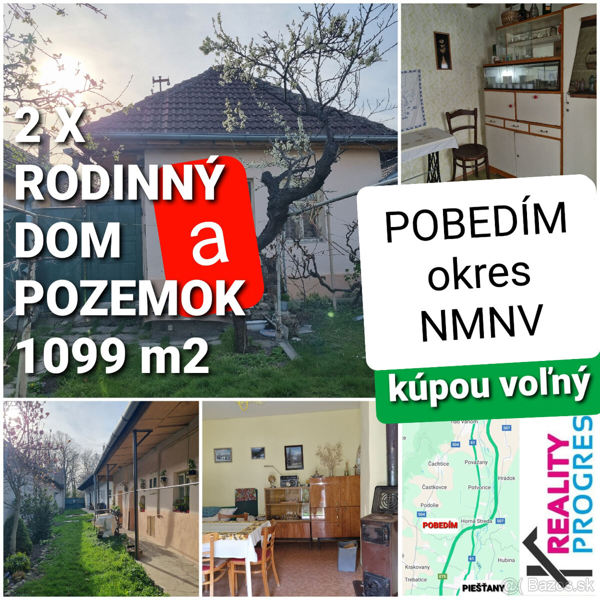 RODINNÝ DOM a POZEMOK 1099m2 POBEDÍM 10 km od PIEŠŤANY