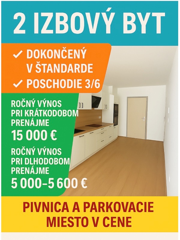 🟢 IDEÁLNE AJ NA INVESTÍCIU: 2 izbový byt v novostavbe