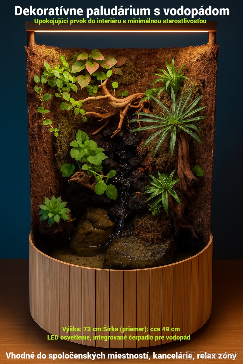 Dekoratívne paludárium s vodopádom