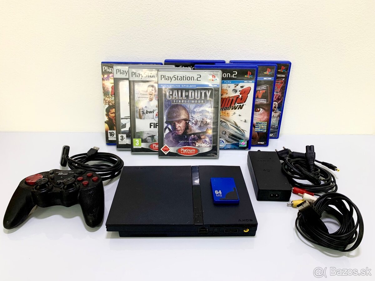 PlayStation 2 Slim + 8 hier + príslušenstvo