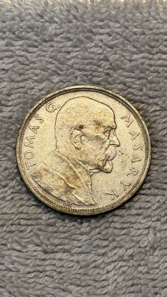 Stříbrná mince Československo – 10 Kčs 1928 (T. G. Masaryk,