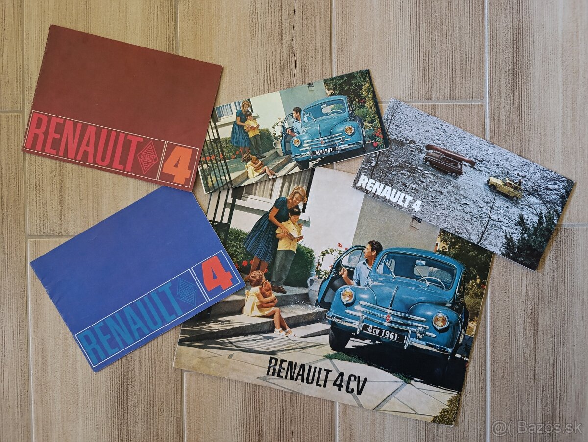 Prospekty Renault 50. až 90. léta.