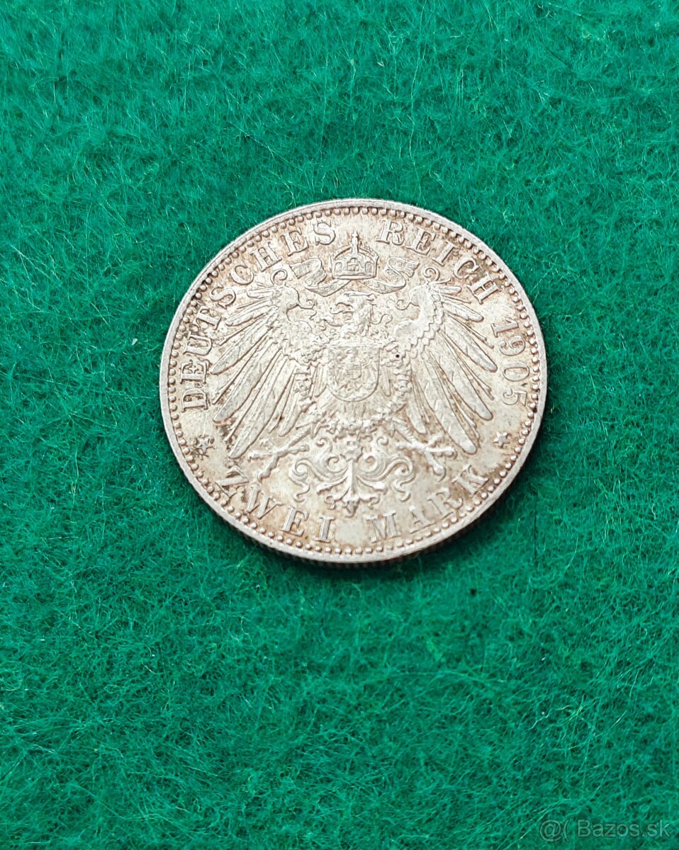 2 mark 1905, Bavorsko, velmi pekna
