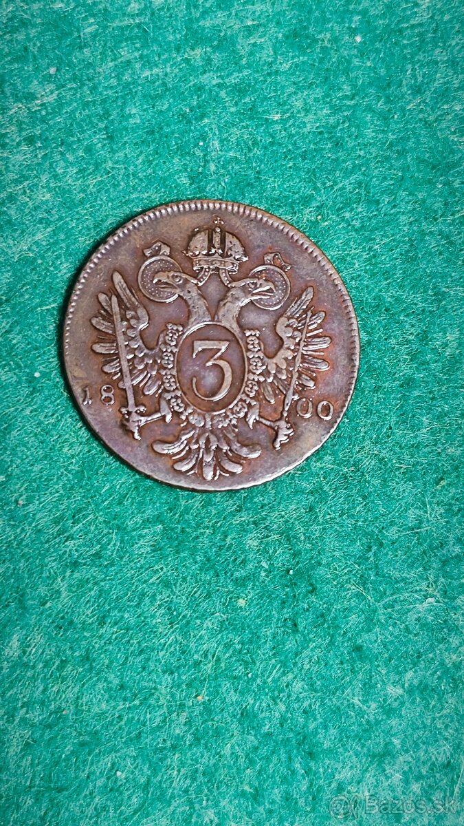 3 kreuzer / grajciar 1800 C, Praha, František II., krásny