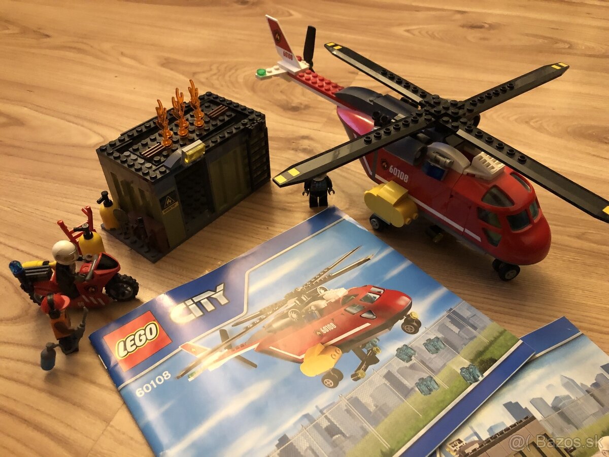 Lego CITY 60108 - Hasičský vrtuľník s príslušenstvom