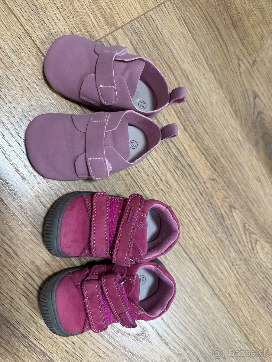 Detské barefoot topanky veľkosť 20 a papučky veľkosť 21