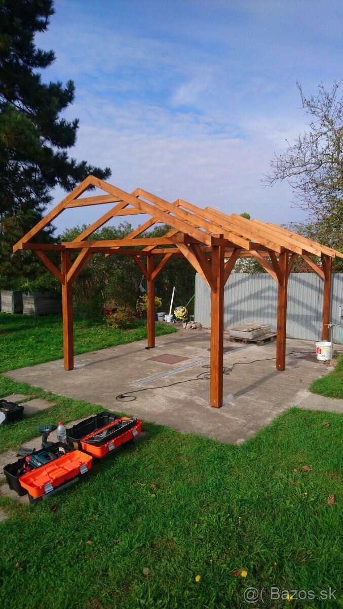 Predám drevenú konštrukcia pergola prístrešok 3.7x5 metra