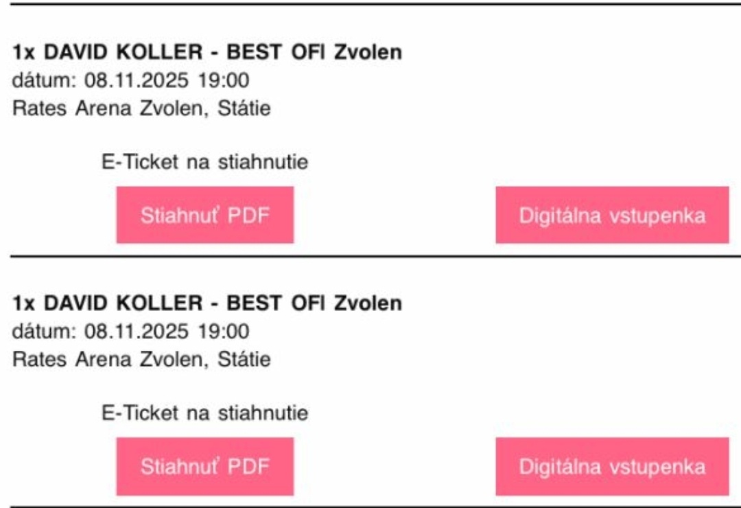 Vstupenky 2x David Koller