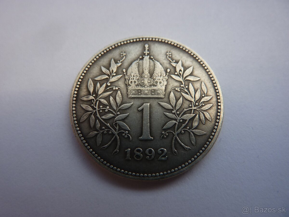 R-U vzácna 1 koruna 1892 bz vo veľmi peknom stave