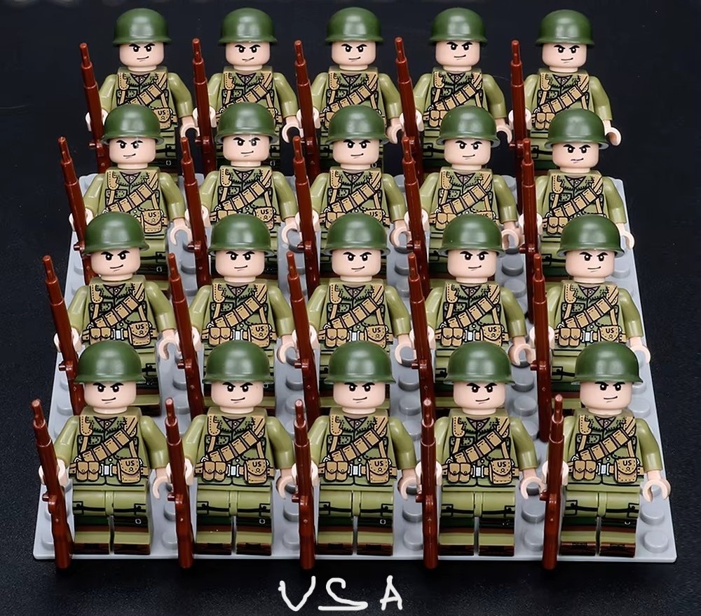 Vojaci 2. svetova vojna 20 ks+podlozka a zbrane