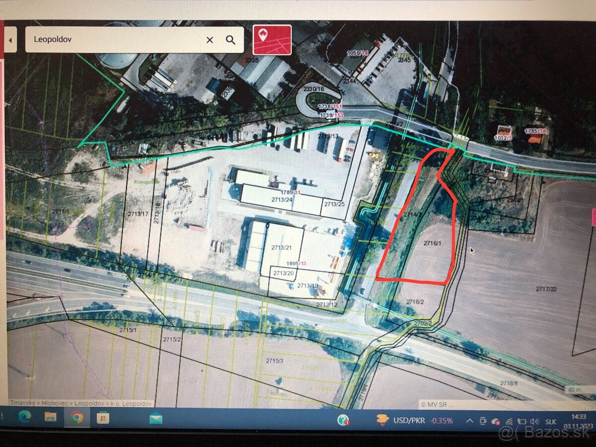 Pozemok Leopoldov-Hlohovec