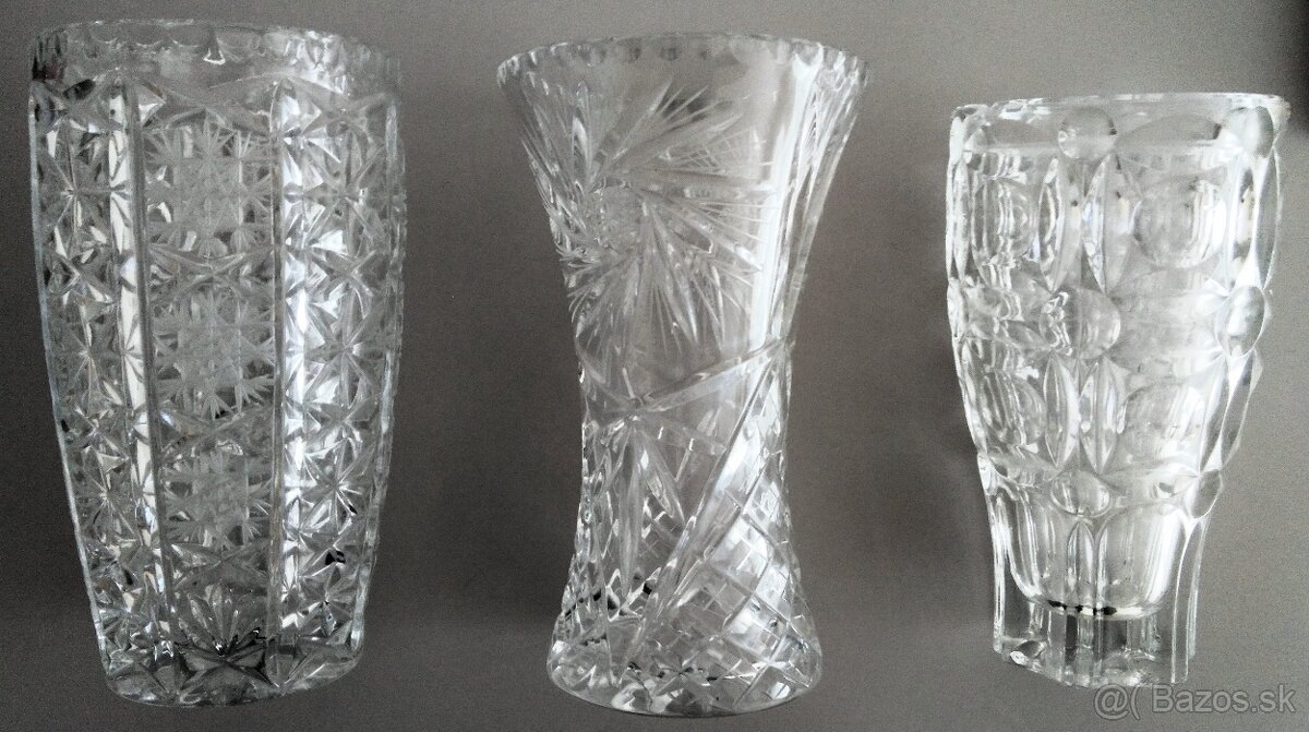 Vázy brúsené-úžitkové sklo, RETRO - predám.