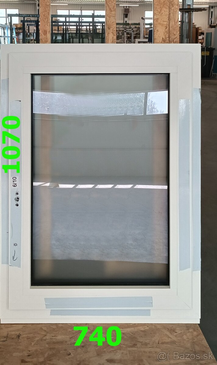Na predaj nové hliníkové 1 krídlové okno s mliečnym sklom Š: