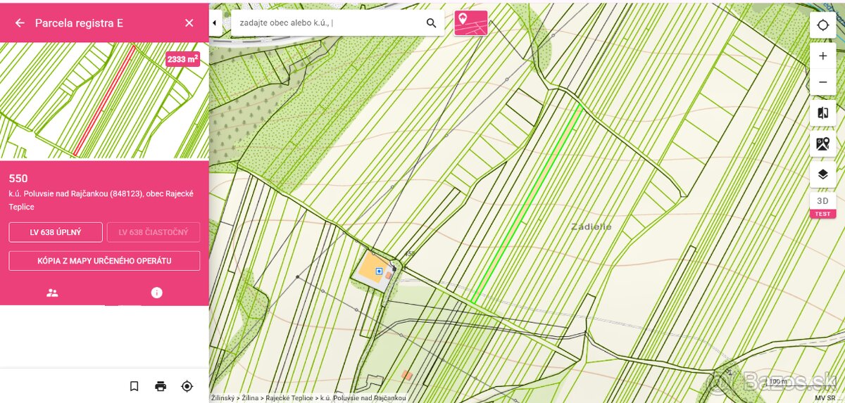 Pozemok Rajecké Teplice - Poluvsie
