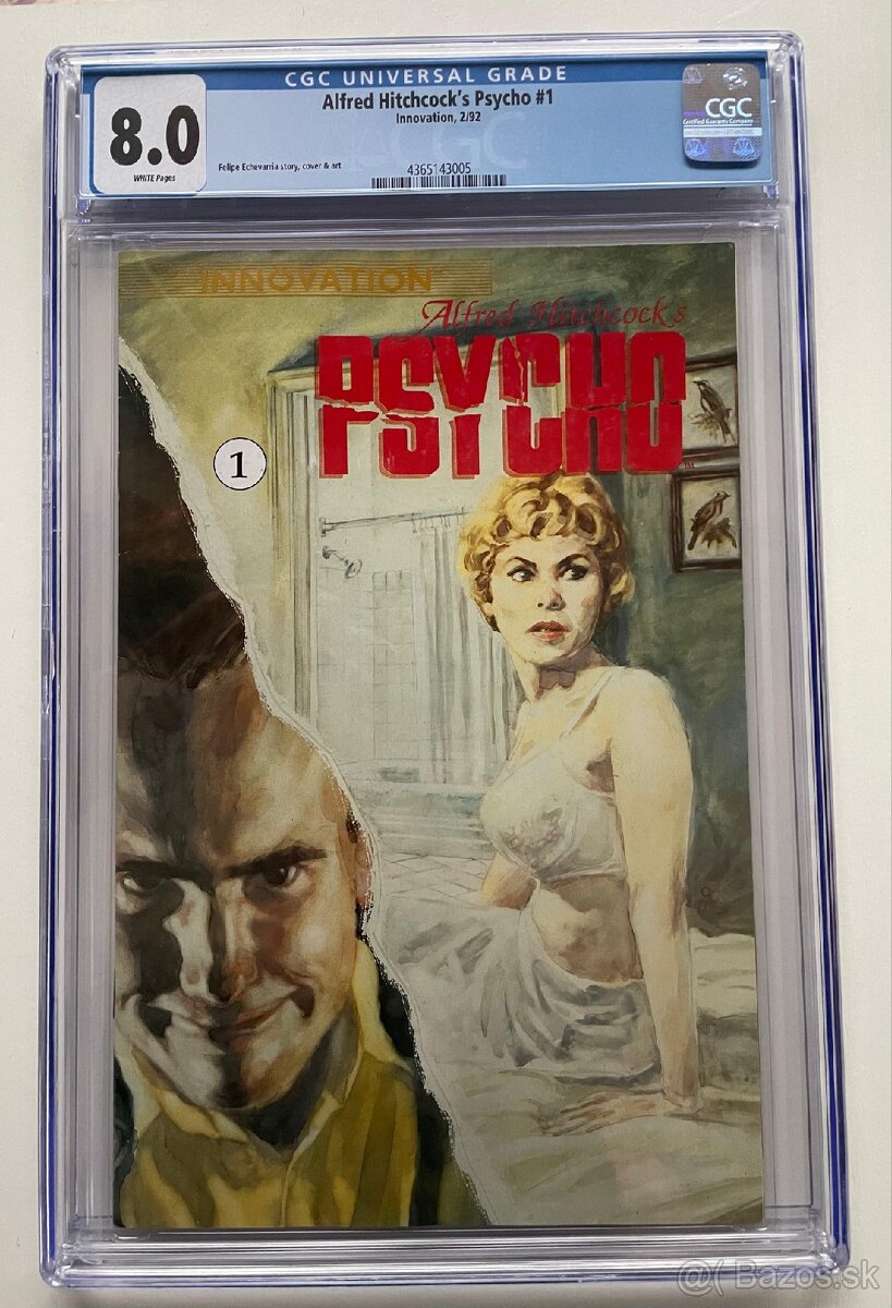 Komiks Psycho #1, Alfred Hitchcock, Innovation 1992, CGC 8.0