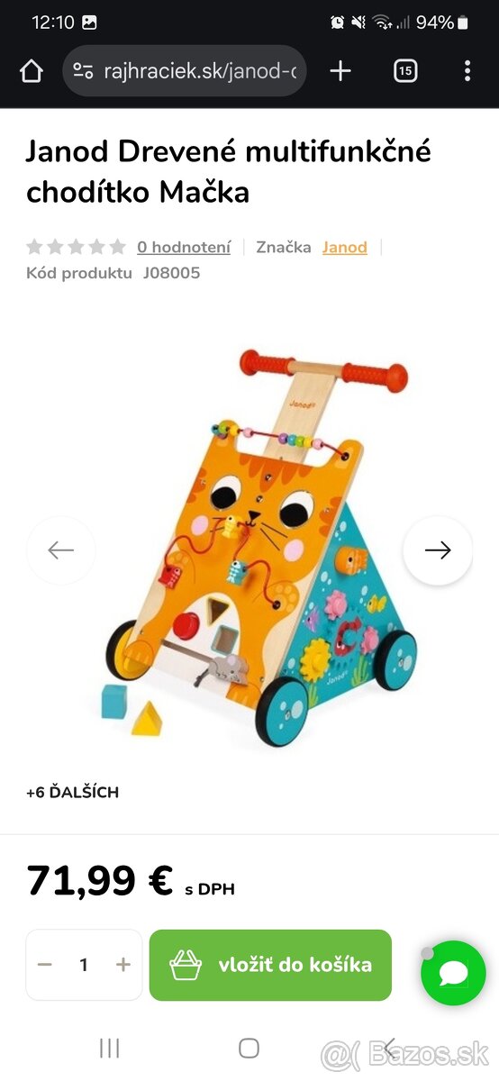 Choditko vozidko janod Mačka