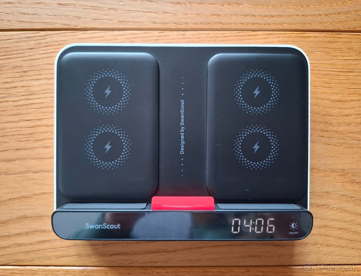 Bezdrôtová nabíjačka SwanScout s hodinami