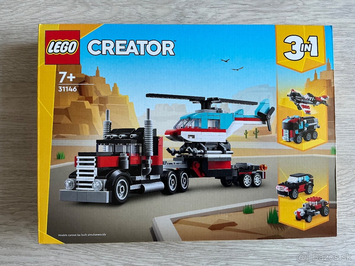 LEGO® Creator 31146 Nákladiak s plochou korbou a helikoptéra