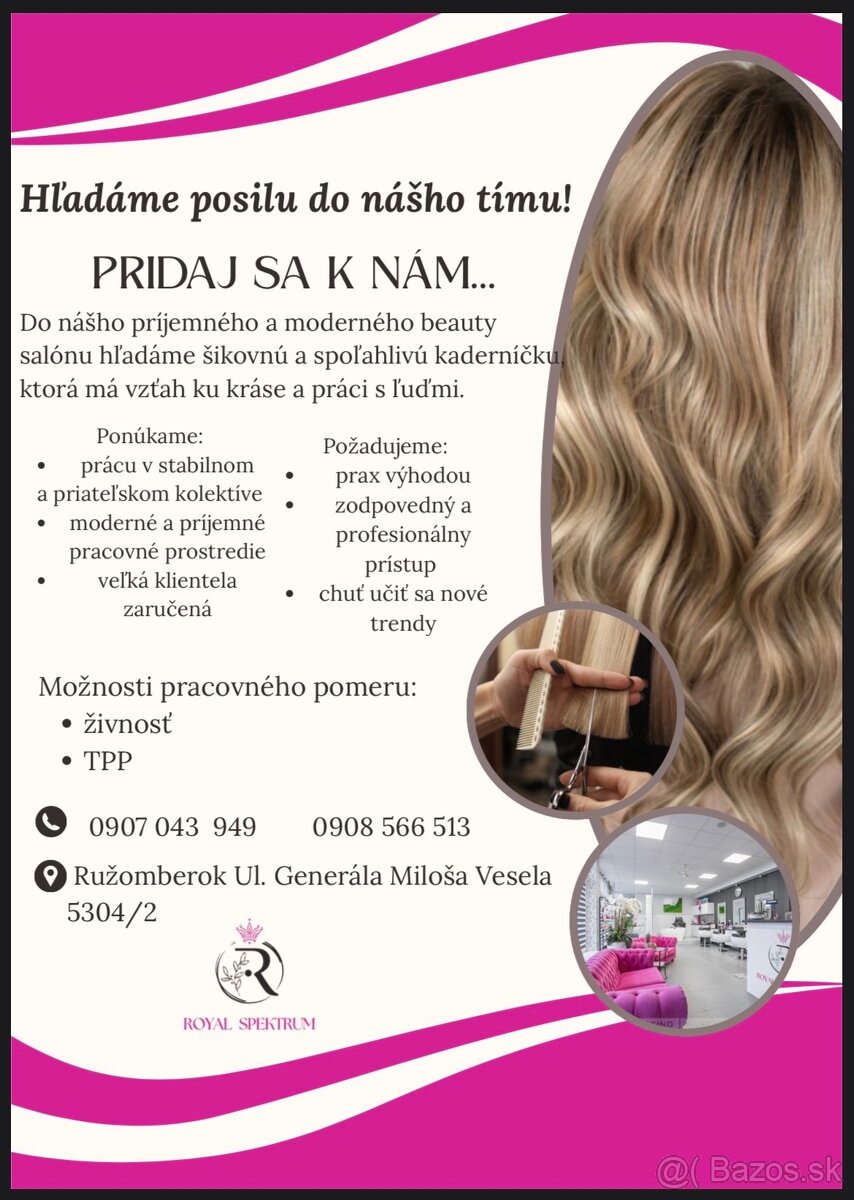 Ponuka práce pre kaderníčku