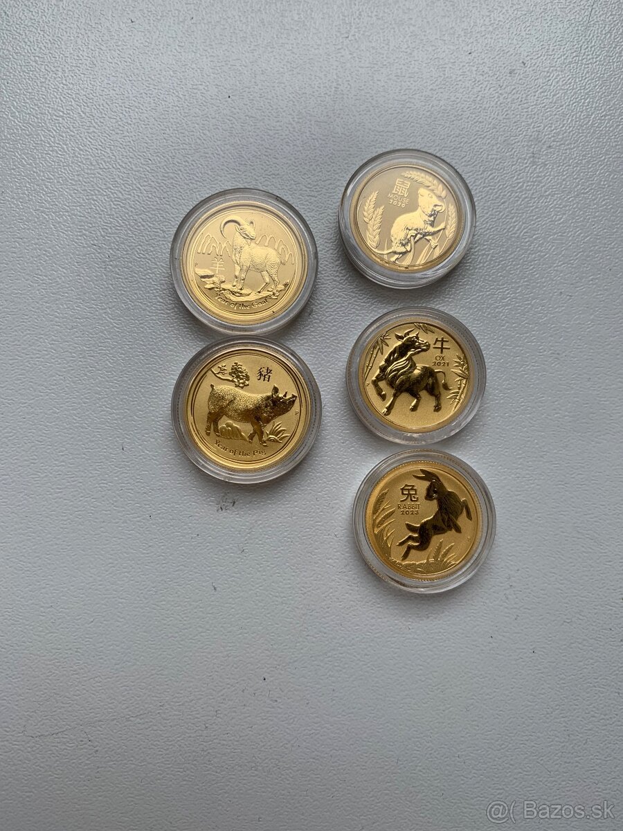 Zlata minca 1/4oz Lunar roky 2015, 19, 20, 21 23