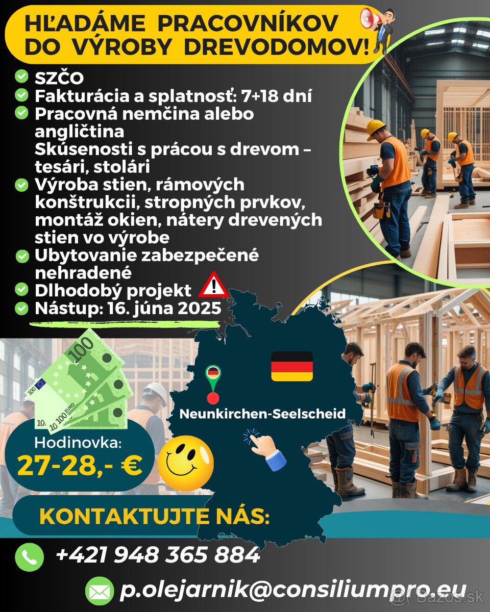Hľadáme pracovníkov do výroby drevodomov
