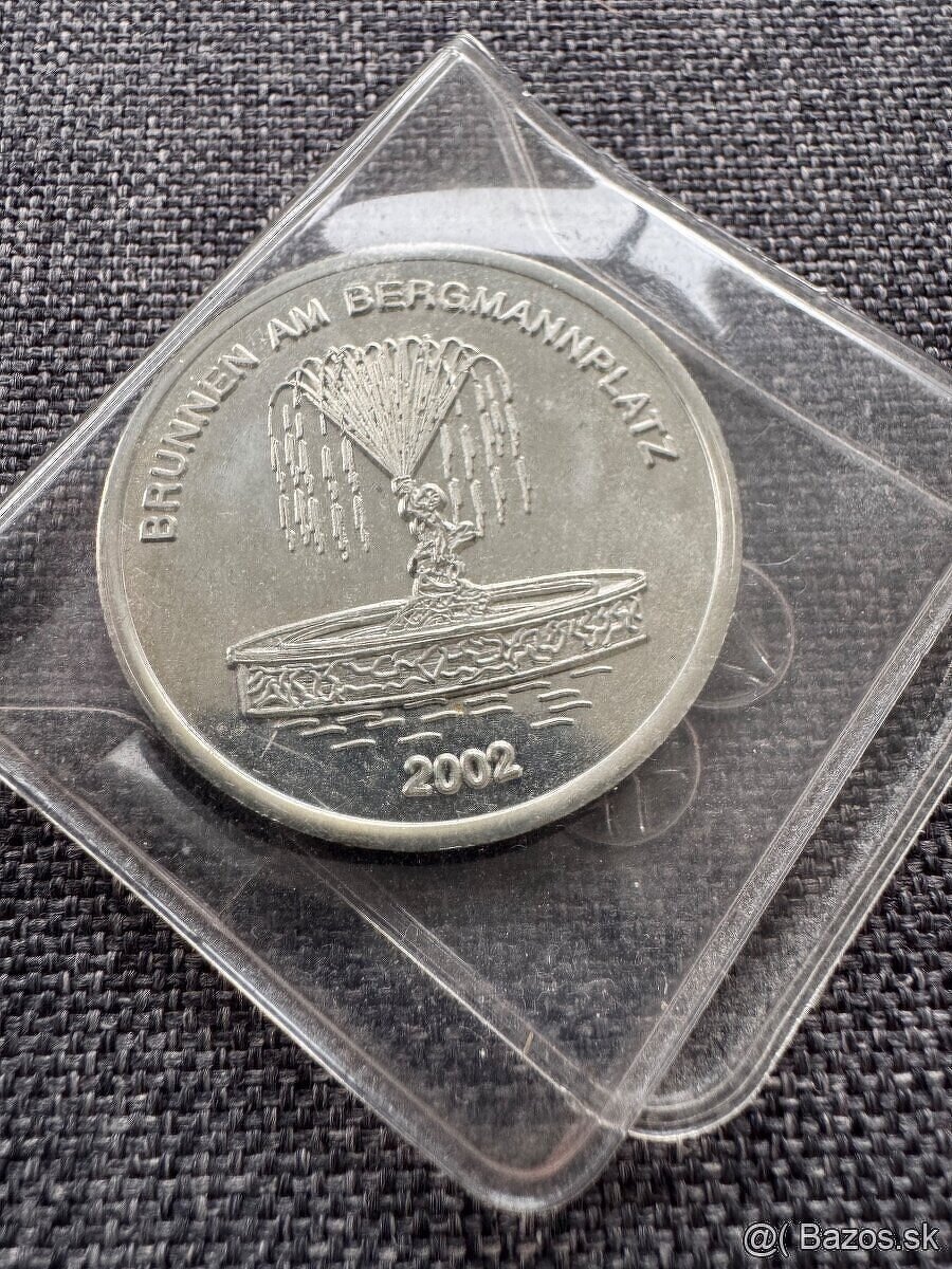 Strieborná pamätná minca NEMECKO 2002 - BRUNNEN AM BERGMAN