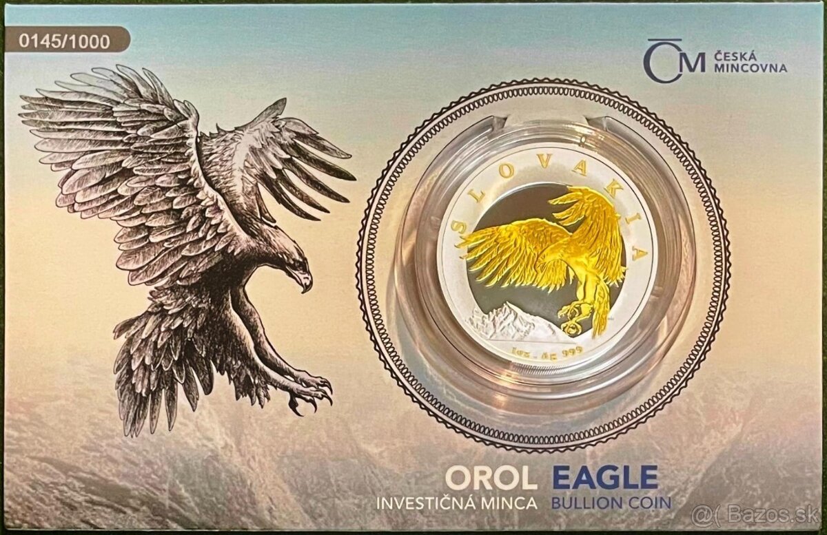 Strieborná uncová investičná minca Orol 2024 selekt. pokov A