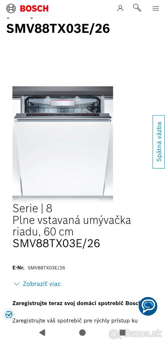 Vstavaná umývačka Bosch SMV88TX03E