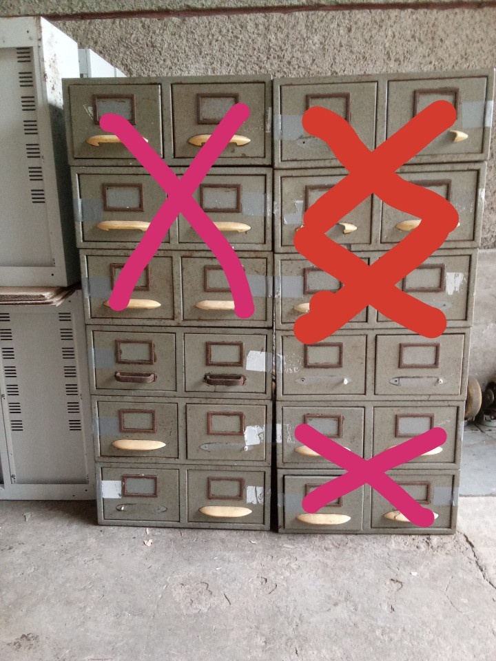 Plechové retro skrine, zakladače