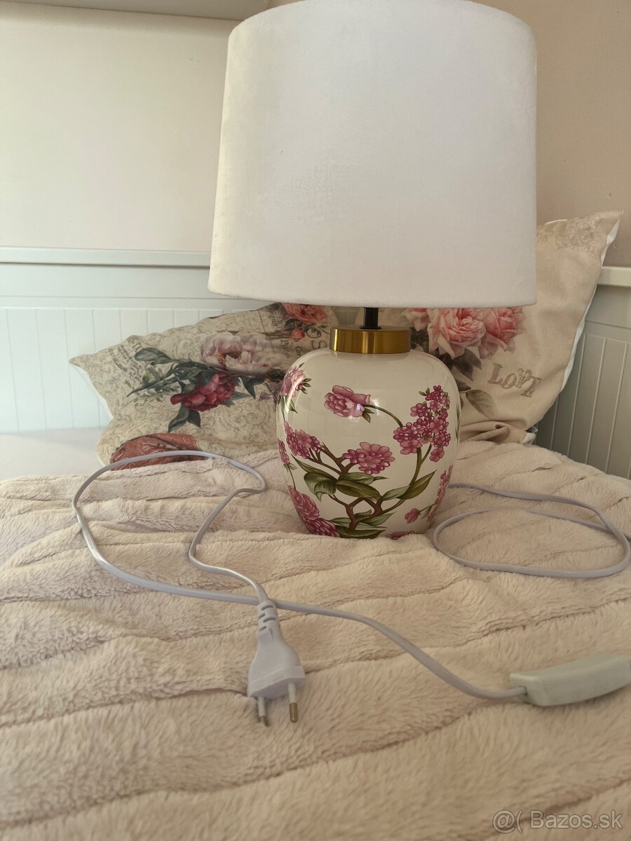 Stolná keramická lampa s kvetmi – nová (45 cm)