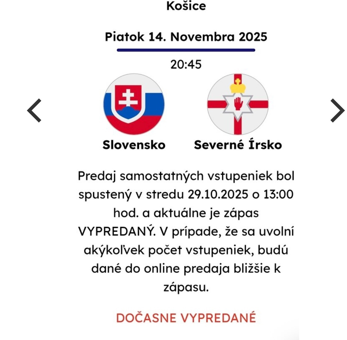 Slovensko - Severne Írsko