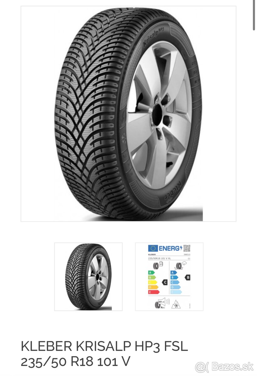 Kleber 235 50 R18 KRISALP HP3 DOPYT - KÚPIM aj jeden kus