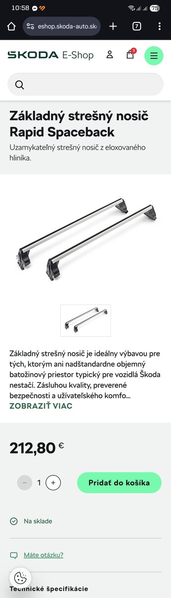 Strešný nosič Rapid Spaceback