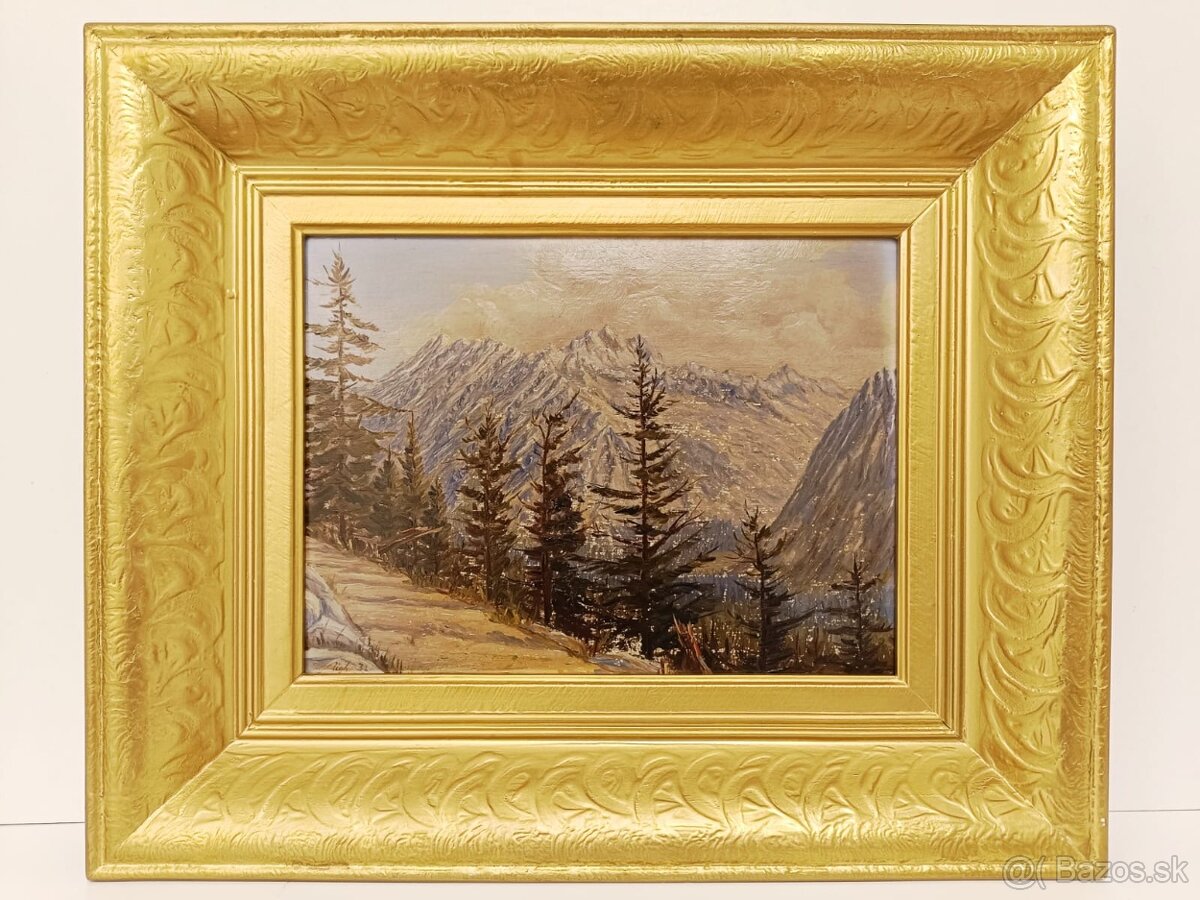 Obraz Tatry cesta z Hrebienku ke Kamzíku 1932, olej 46x55