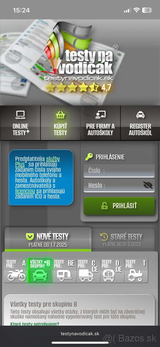 Testy na vodičák 2025
