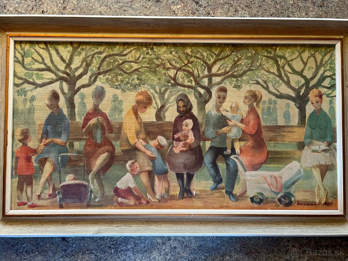 Retro obraz Na jarnom slnku, makramé...