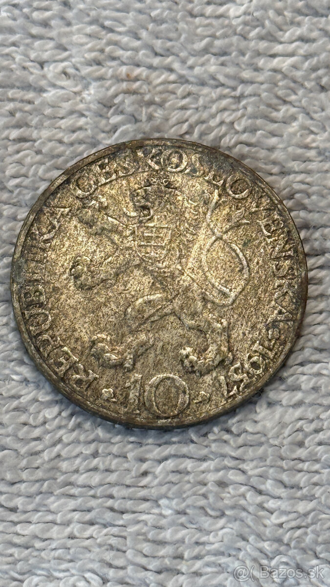 Stříbrná mince Československo – 10 Kčs 1957 (250. výročí nar