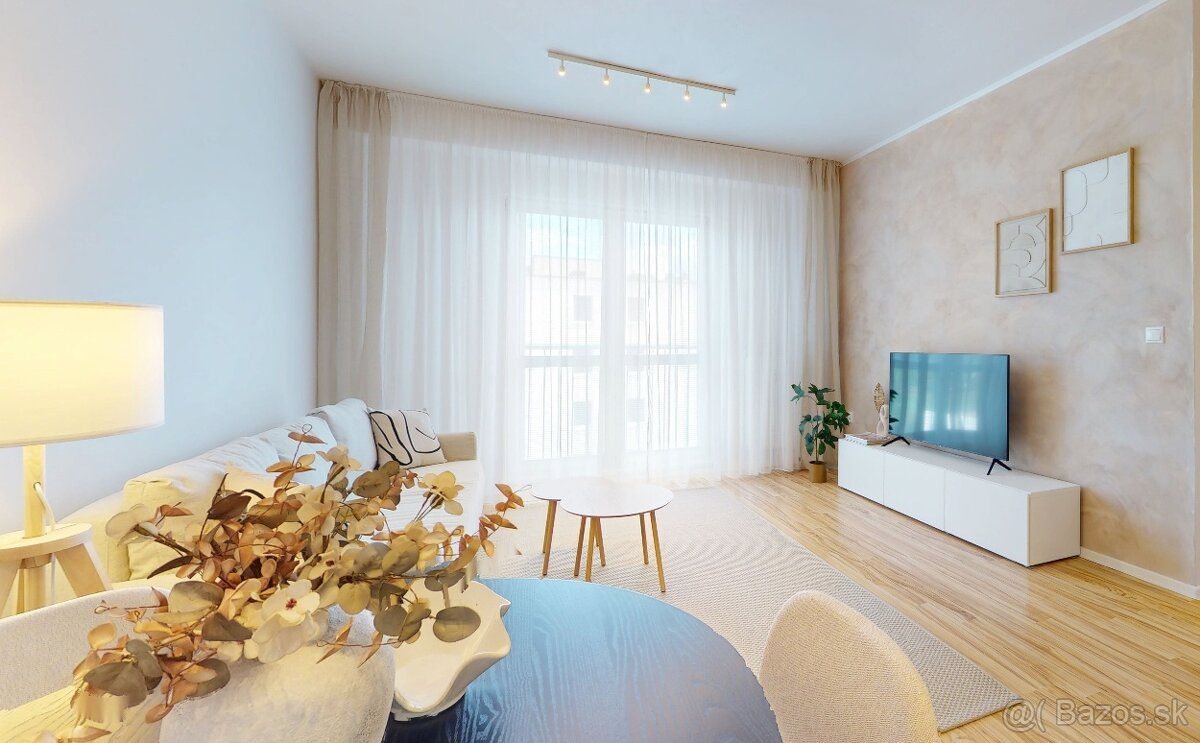 Moderný komplet zariadený 2 izb.byt + šatník + franc.balkón