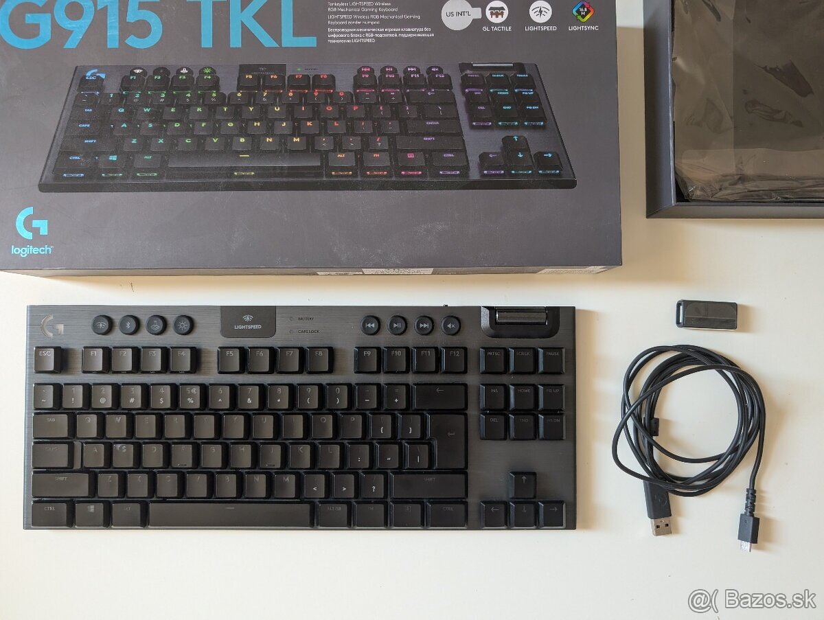 Logitech G915 LIGHTSPEED TKL Wireless RGB GL Tactile, carbon