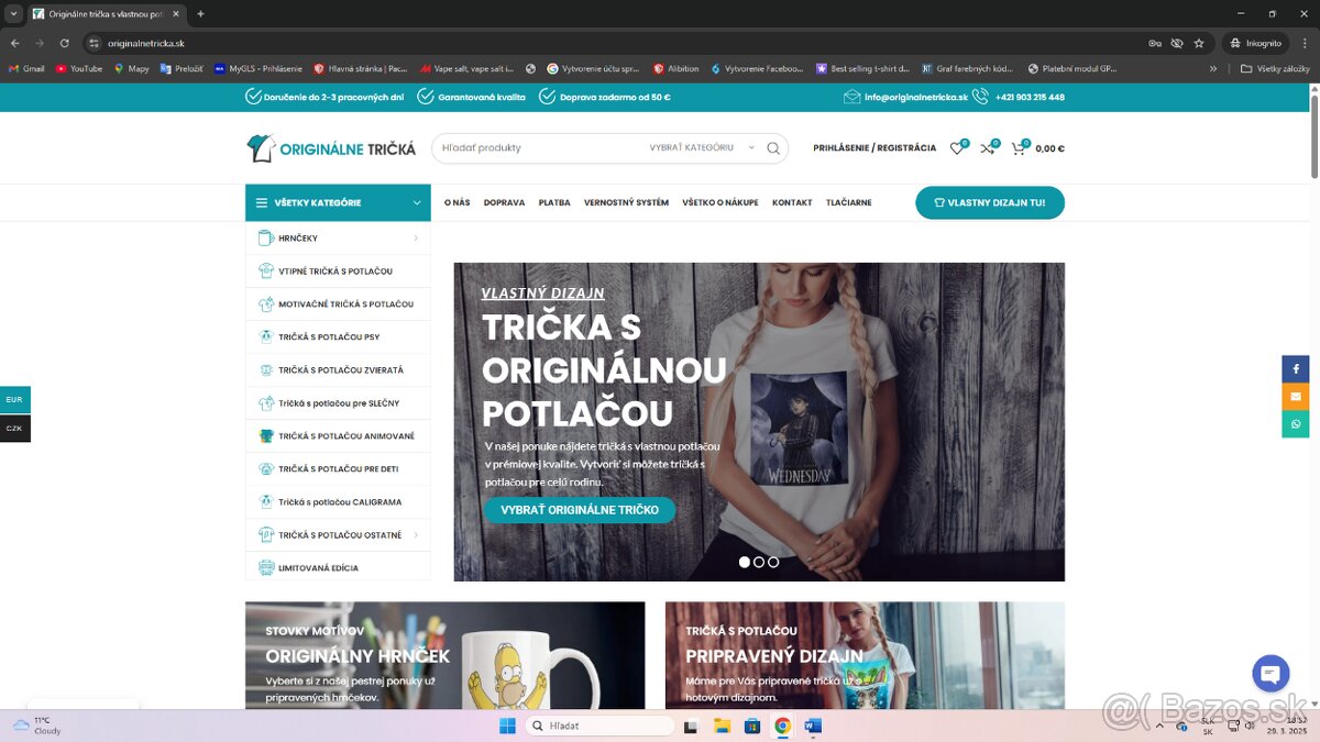 Predám eshop + tlačiarne na výrobu tričiek s potlačou