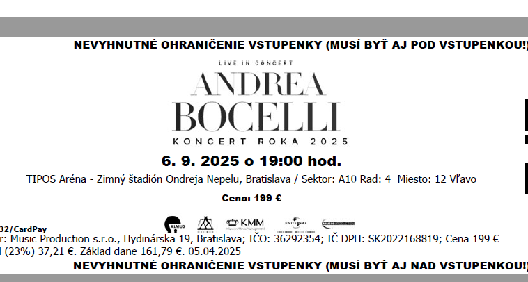 Andrea Bocelli v Bratislave