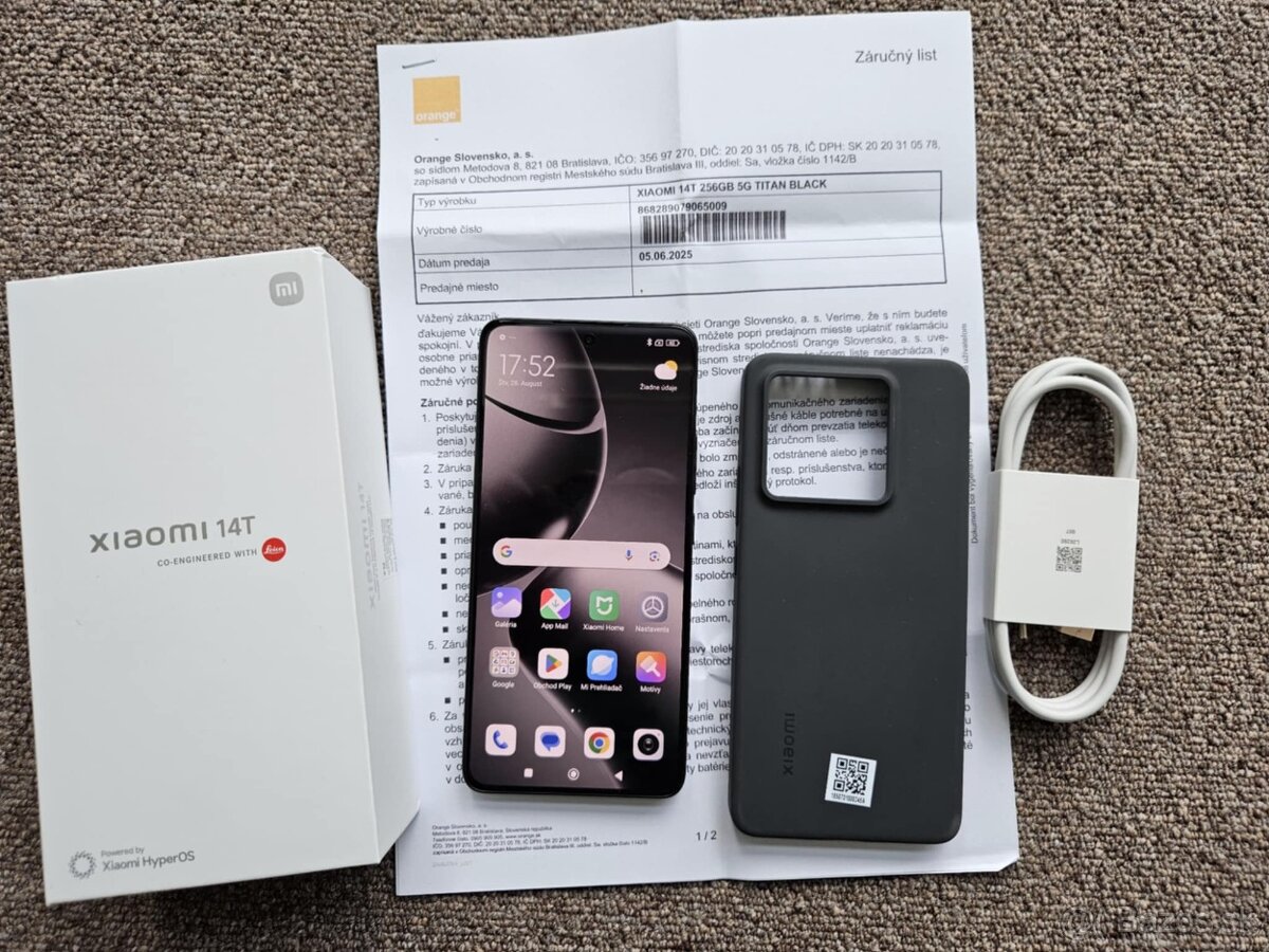 Xiaomi 14T 12GB / 256GB, Titan Black,top ako novy,zaruka