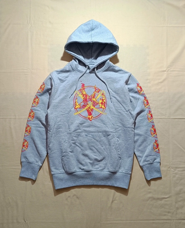 Palace flamed hood sivá mikina s ohňom S