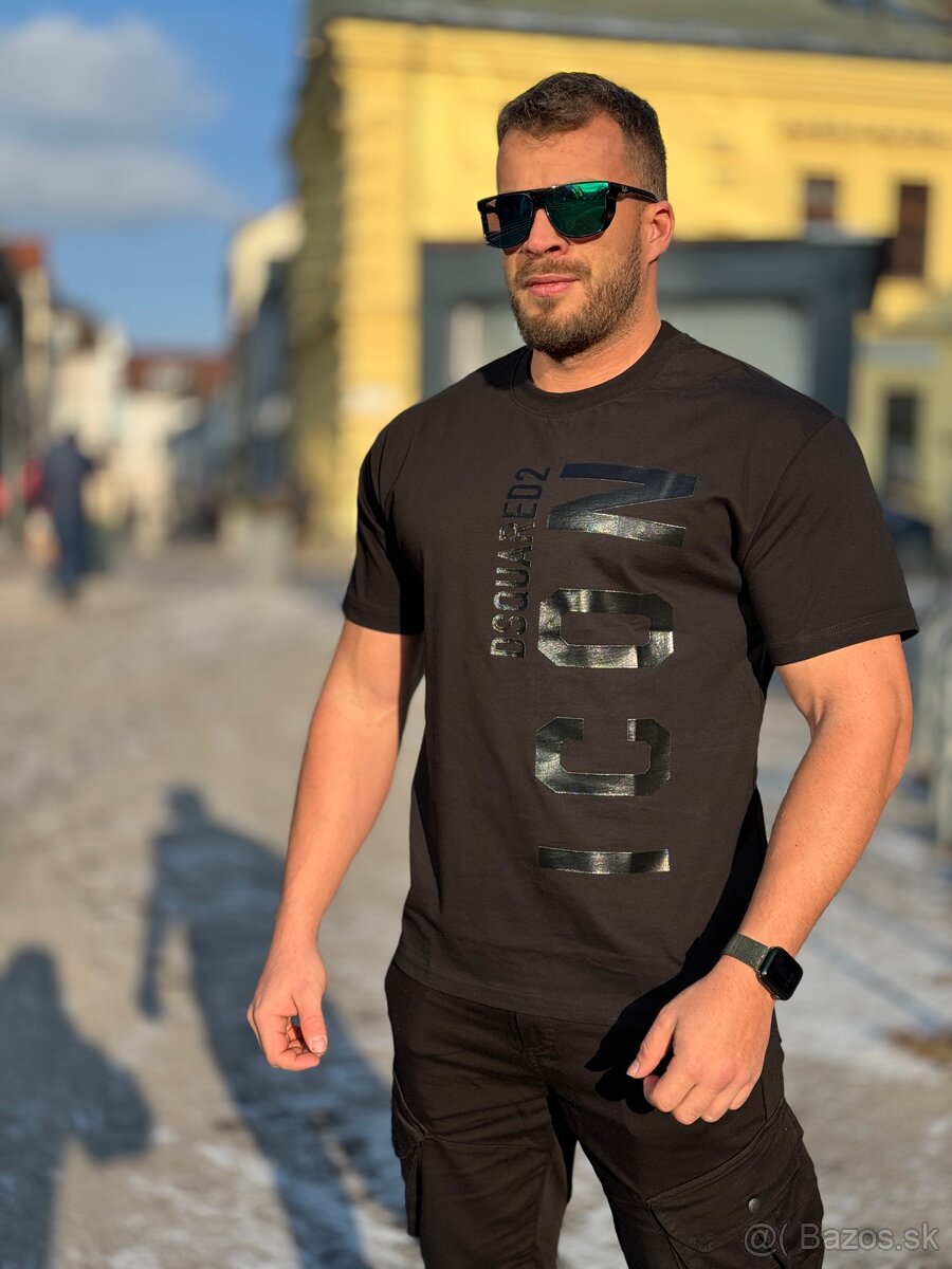 Luxusne tričko DSQUARED2 čierno cierne oversize