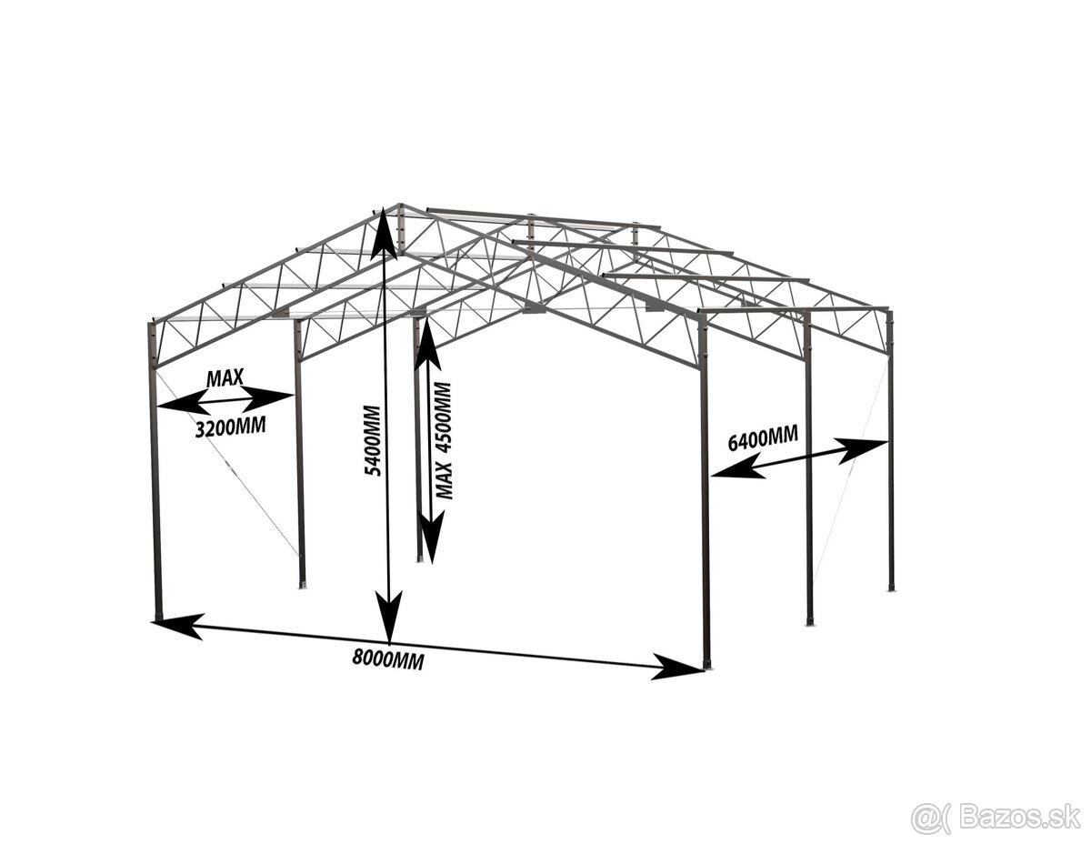 Pozinkovaná konštrukcia 8x6,4m